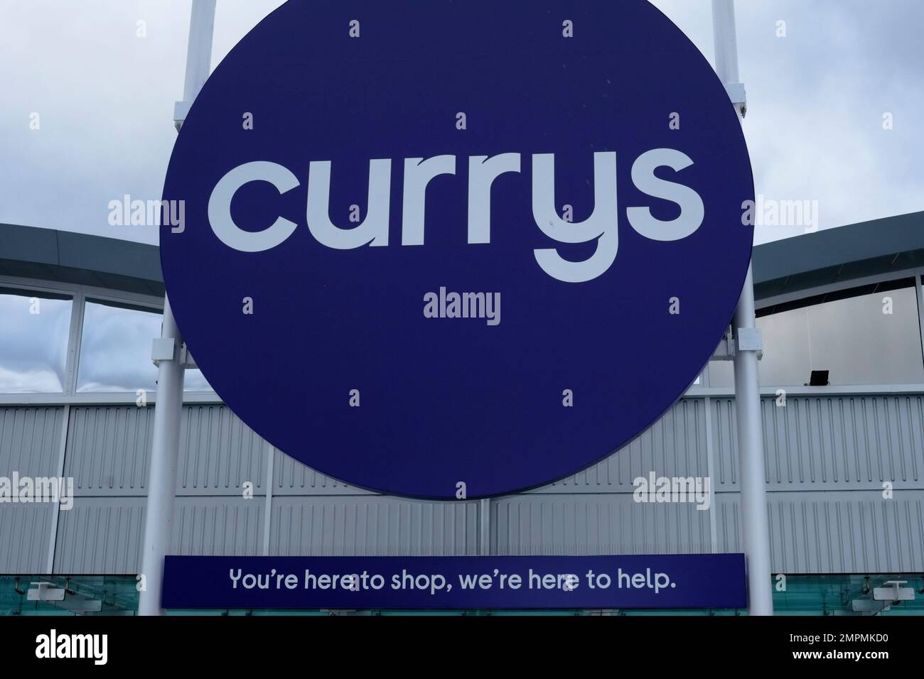 Indicazioni per i negozi al Cribbs Causeway vicino a Bristol. Currys Foto Stock