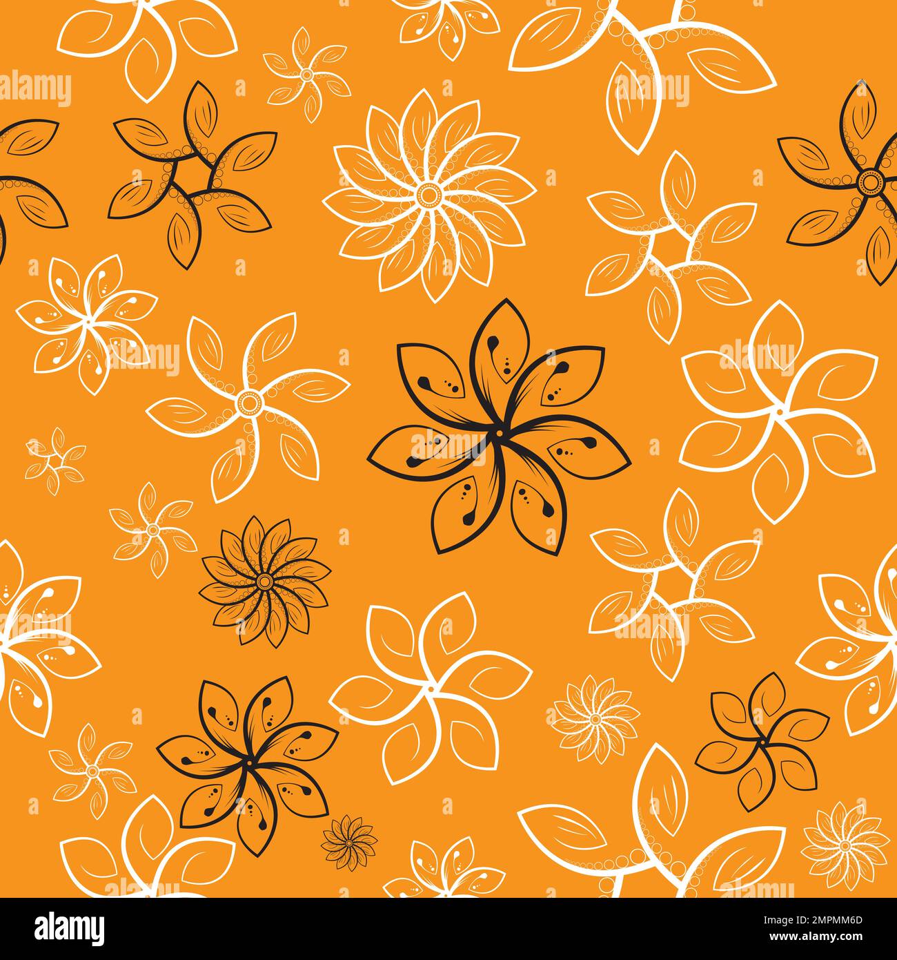 Motivo geometrico a fiori senza cuciture. Stile lineare. Elementi di design minimi. Illustrazione vettoriale Illustrazione Vettoriale