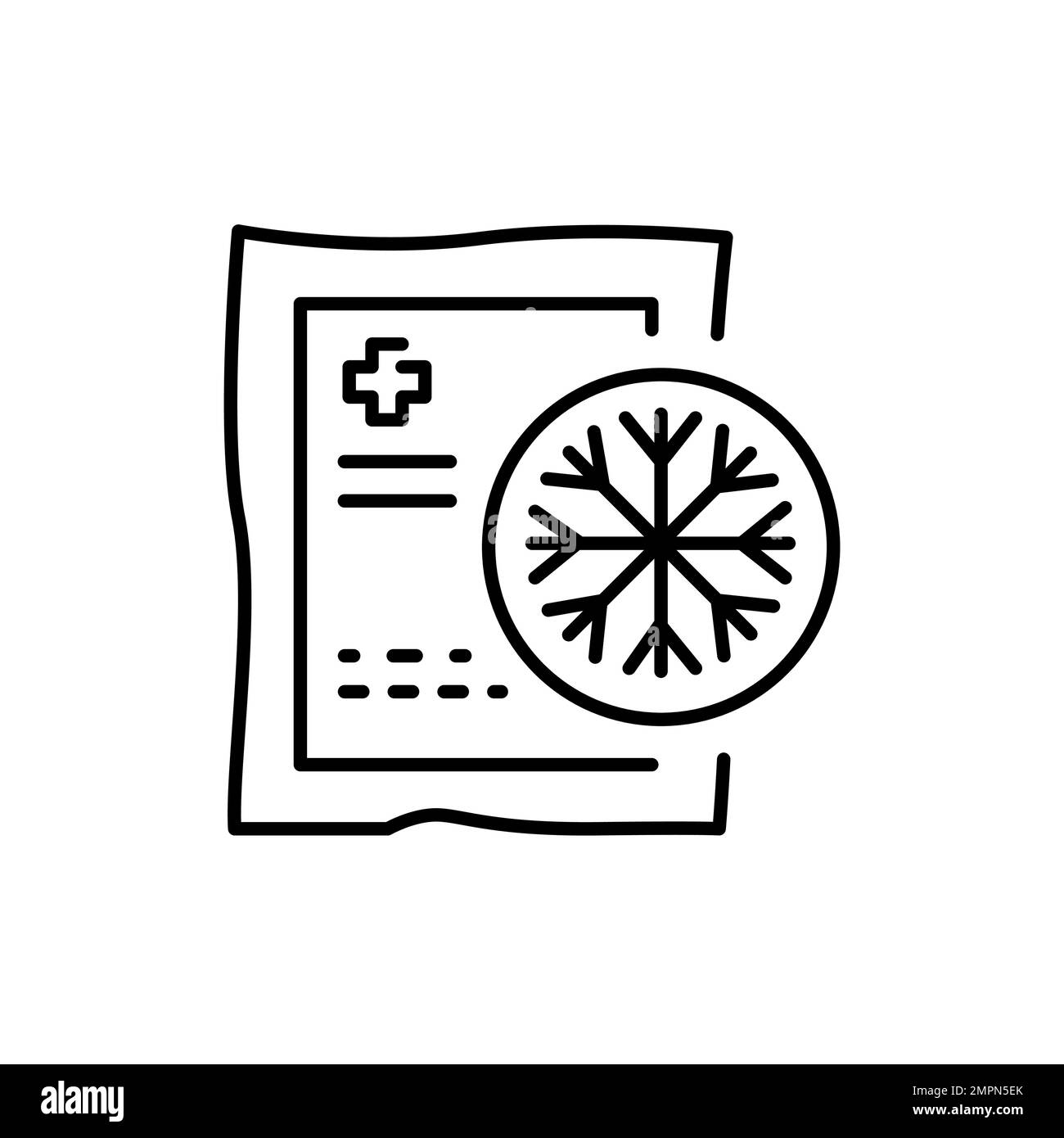 Icona della linea di colore della compressione istantanea a freddo. Pronto soccorso. Assistenza medica. Illustrazione Vettoriale