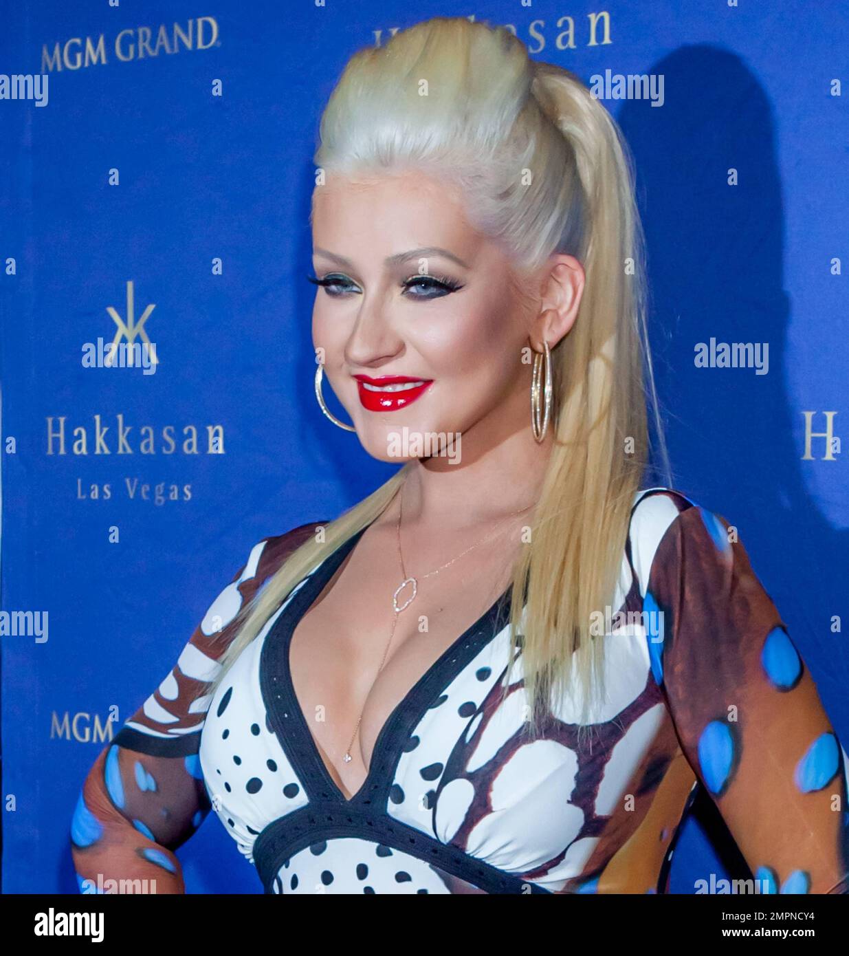 Christina Aguilera fa un'apparizione a Hakkasan all'interno dell'MGM Grand Resort & Casino a Las Vegas, Nevada. Aprile 17, 2015. Foto Stock
