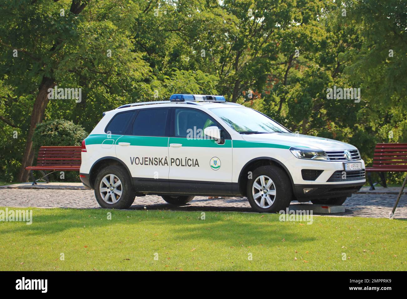 Bratislava, Slovacchia - 1 settembre 2019: Presentazione delle forze speciali slovacche durante la Giornata della Costituzione. Auto Foto Stock