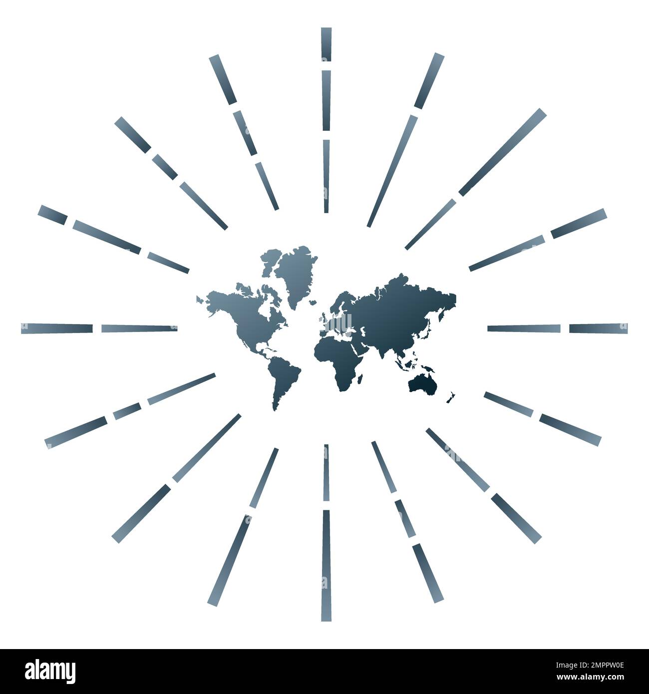 The World Sunburst in pendenza. Mappa del mondo con raggi stellari colorati. L'illustrazione del mondo in digitale, tecnologia, Internet, stile di rete. Illustrazione Vettoriale The World Sunburst in pendenza. Mappa del mondo con raggi stellari colorati. L'illustrazione del mondo in digitale, tecnologia, Internet, stile di rete. Illustrazione Vettoriale