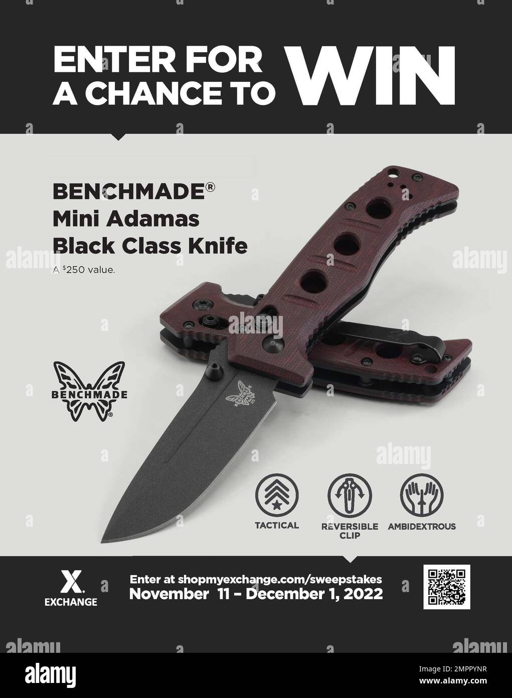 Sei tagliato fuori per vincere questo concorso a premi? Vinci uno dei 85 coltelli Benchmade Limited Edition Mini Adamas Black Class. Per saperne di più: https://wp.me/p9Q7PG-2fW. Foto Stock