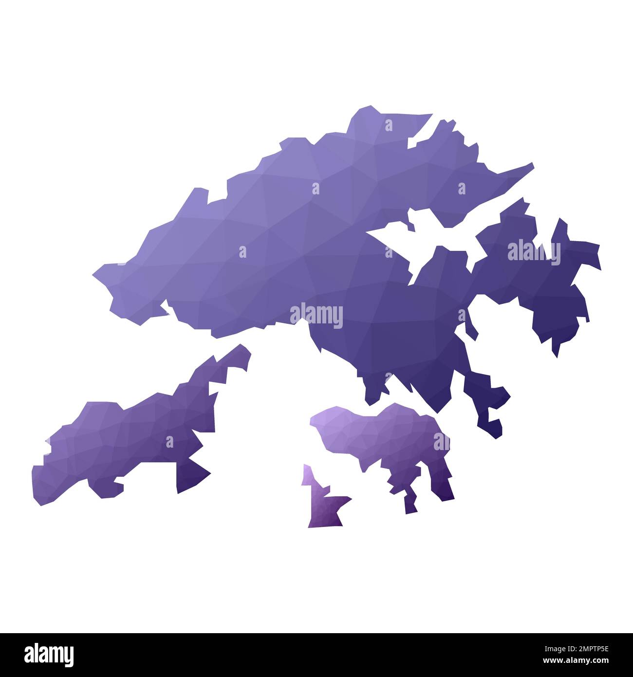 Mappa di Hong Kong. Stile geometrico contorno paese. Illustrazione del vettore violetto schiacciante. Illustrazione Vettoriale