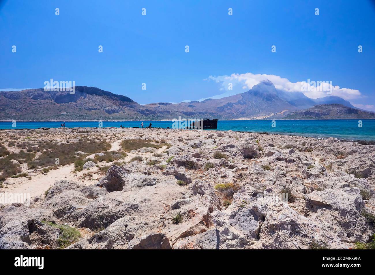 ISOLA di CRETE, GRECIA - 04 GIUGNO 2019: L'isola di Gramvousa e la baia di Balos Foto Stock