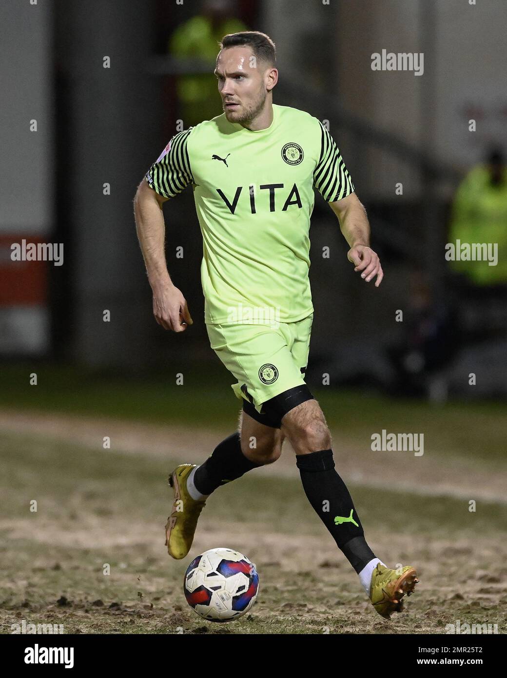 Crewe, Regno Unito. 31st Jan, 2023. Chris Hussey #23 di Stockport County durante la partita della Sky Bet League 2 Crewe Alexandra vs Stockport County all'Alexandra Stadium, Crewe, Regno Unito, 31st gennaio 2023 (Photo by ben Roberts/News Images) a Crewe, Regno Unito il 1/31/2023. (Foto di ben Roberts/News Images/Sipa USA) Credit: Sipa USA/Alamy Live News Foto Stock