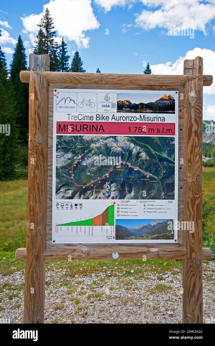 Mappa delle tre Cime Auronzo-Misurina, Auronzo di Cadore, Veneto, Italia Foto Stock