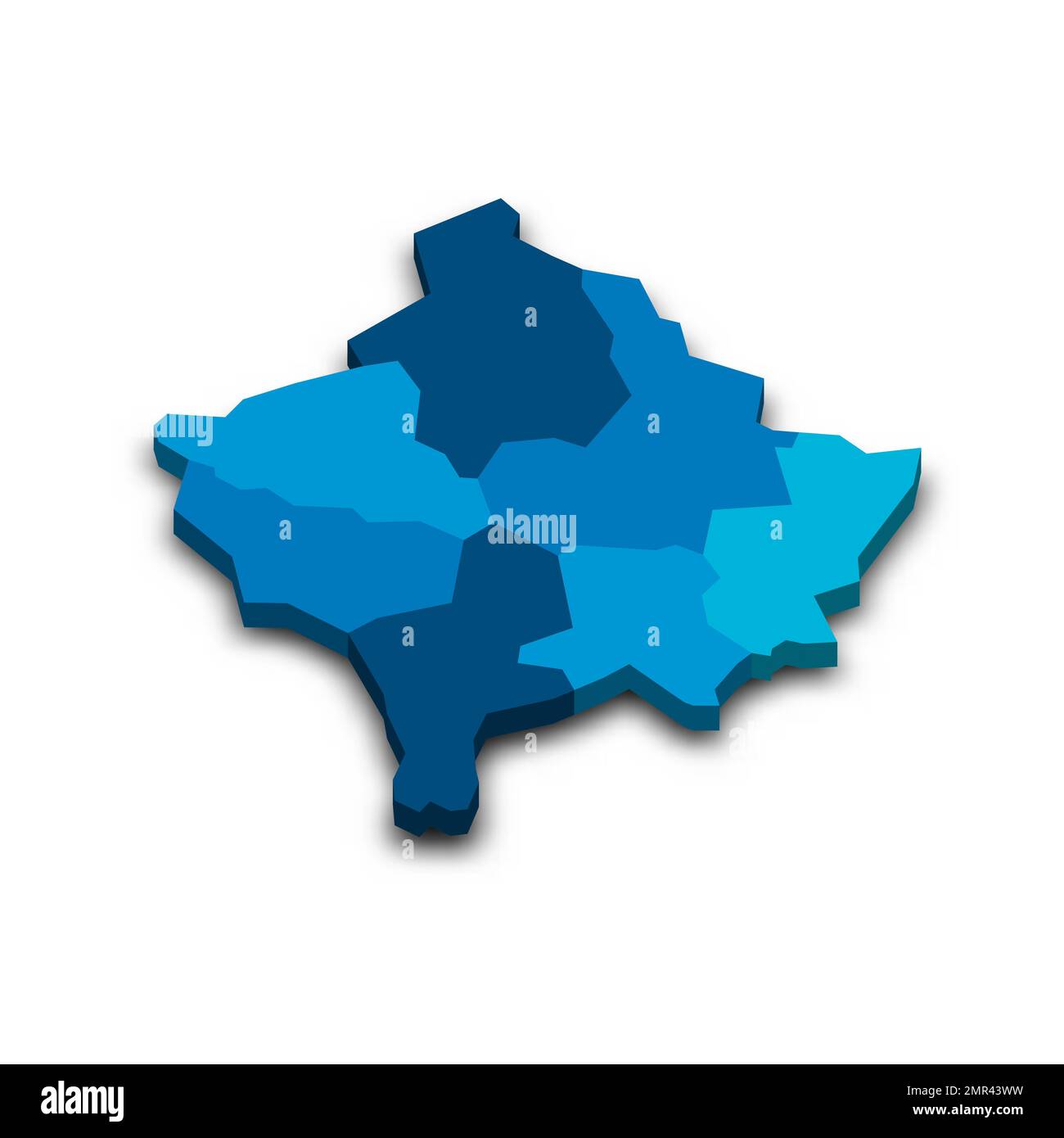 Mappa politica del Kosovo delle divisioni amministrative Illustrazione Vettoriale