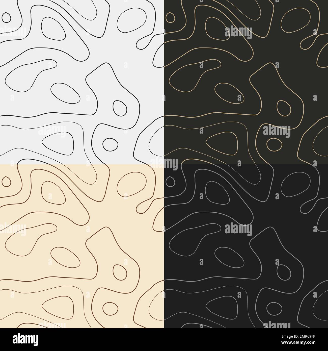 Modelli topografici. Riquadri della mappa di elevazione senza giunture. Impressionante sfondo isolino. Modelli titolabili sorprendenti. Illustrazione vettoriale. Illustrazione Vettoriale