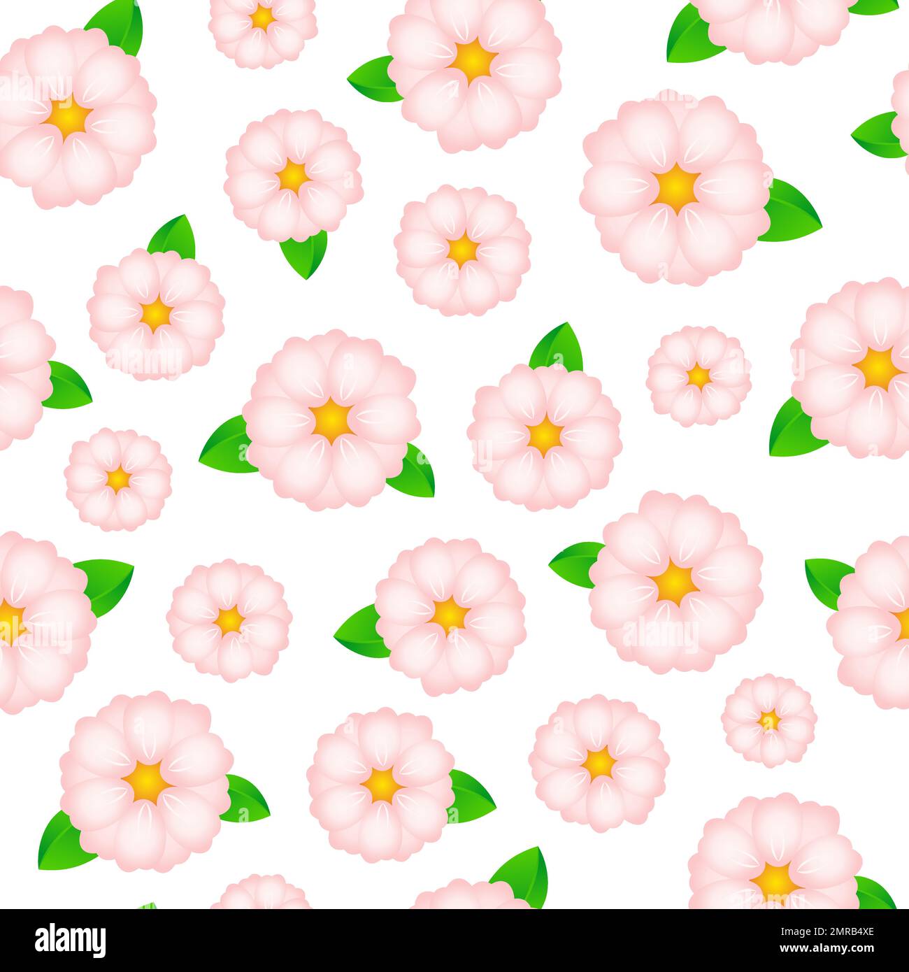 Sfondo senza cuciture di fiori rosa Sakura o ciliegia in fiore giapponese. Fiori primaverili, motivo foglie per sfondo nuziale, tessuto, tessuto. Illustrazione Vettoriale
