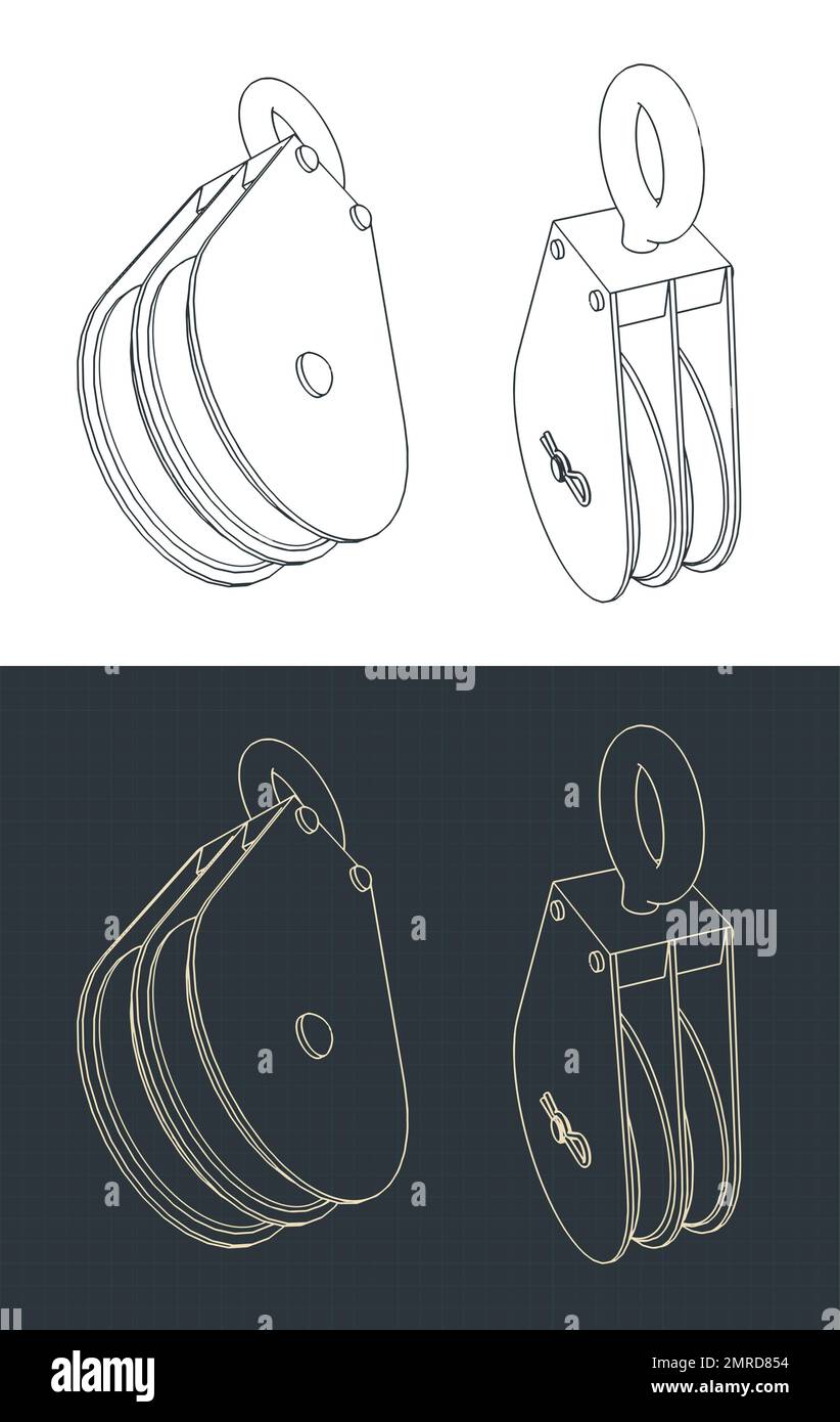 Illustrazioni vettoriali stilizzate del blocco sospeso a doppia puleggia Illustrazione Vettoriale