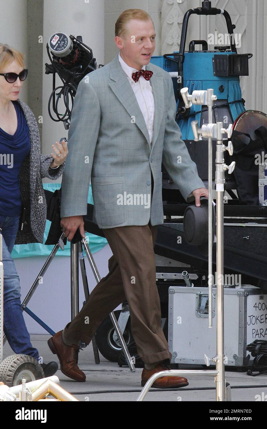 ESCLUSIVO!! Simon Pegg, Milo Ventimiglia e Jon Bernthal hanno girato il set di 'LA Noir' in località Los Angeles, California. 11th maggio 2012. Foto Stock