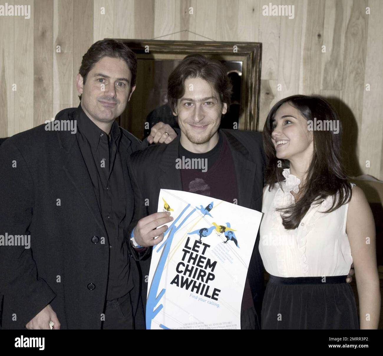 La star di 'Gremlins' Zach Galligan, l'attore Justin Rice e l'attrice Laura Breckenridge partecipano alla prima di 'Let loro chimp a while' al Cinema Village di New York, NY. 12/6/08. Foto Stock