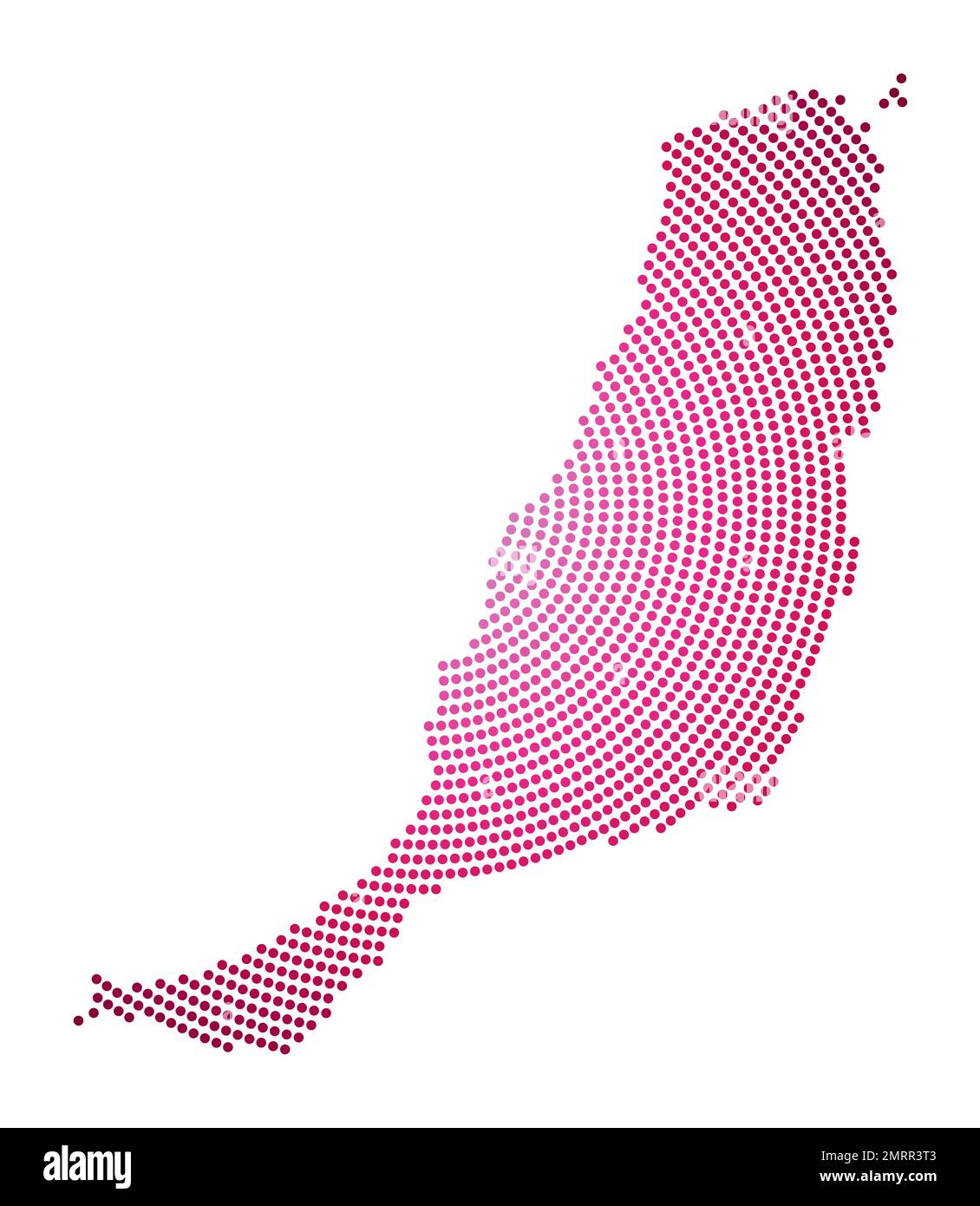 Mappa punteggiata di Fuerteventura. Forma in stile digitale di Fuerteventura. Icona tecnologica dell'isola con punti sfumati. Eccellente illustrazione vettoriale. Illustrazione Vettoriale
