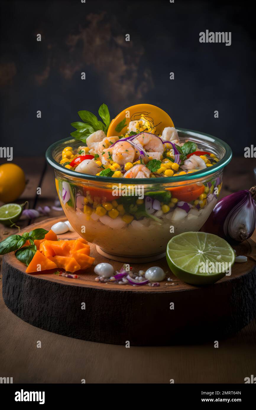 Ceviche collezione di fotografia alimentare. Immagini di alta qualità mettono in mostra questo amato piatto tradizionale in tutto il suo splendore, dal classico Street food al gourmet Foto Stock