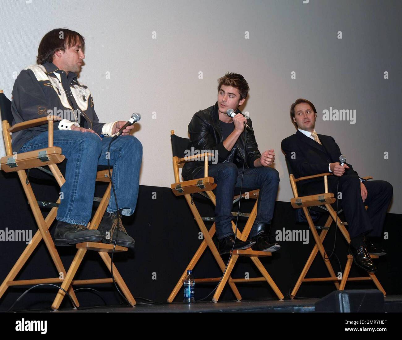 Christian McKay, Richard Linklater e Zac Effron alla prima di Me e Orson Welles ad Austin, Texas. 11/30/09. Foto Stock