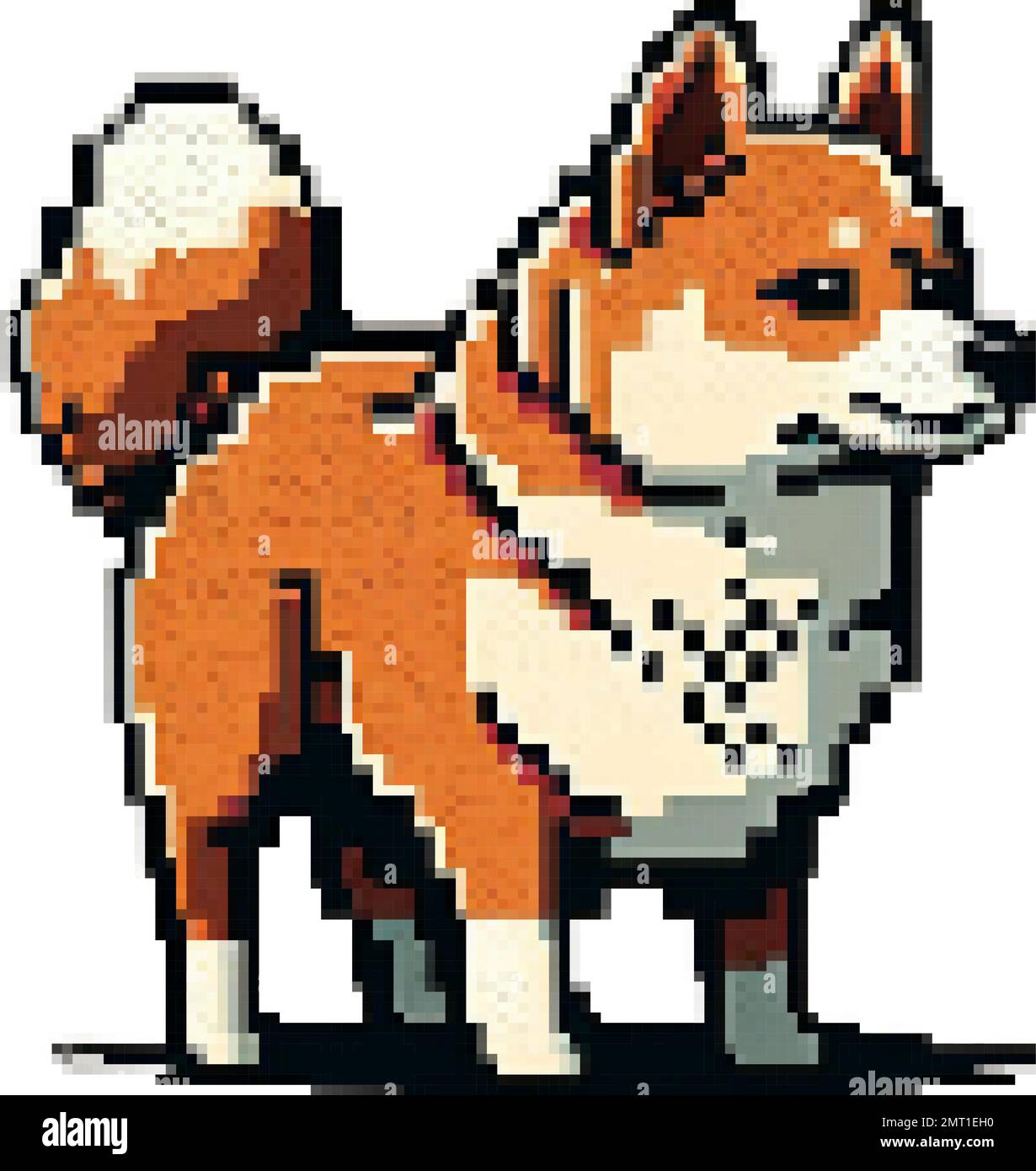 dog shiba inu genera un'illustrazione vettoriale pixel art Illustrazione Vettoriale