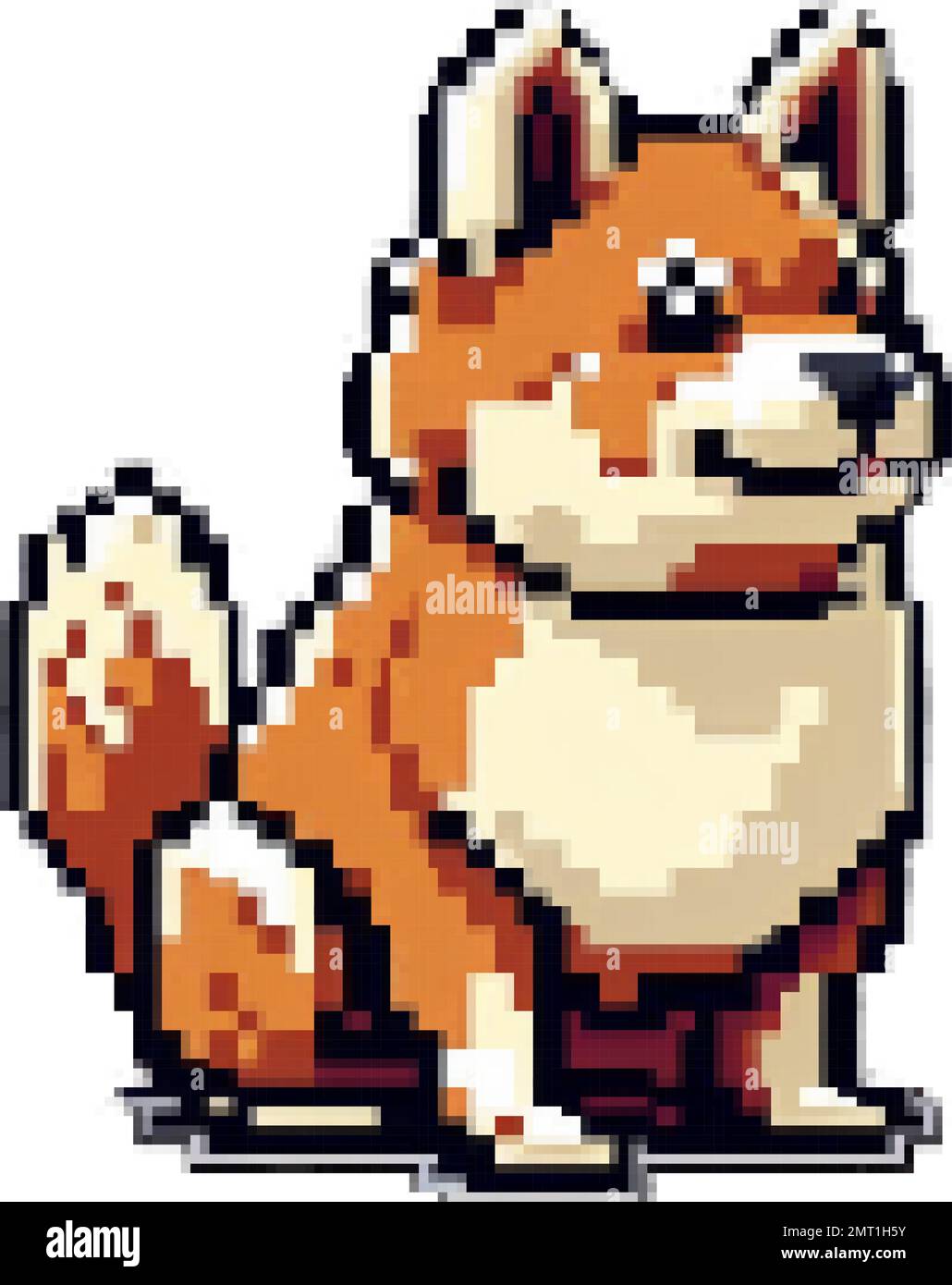 dog shiba inu genera un'illustrazione vettoriale pixel art Illustrazione Vettoriale