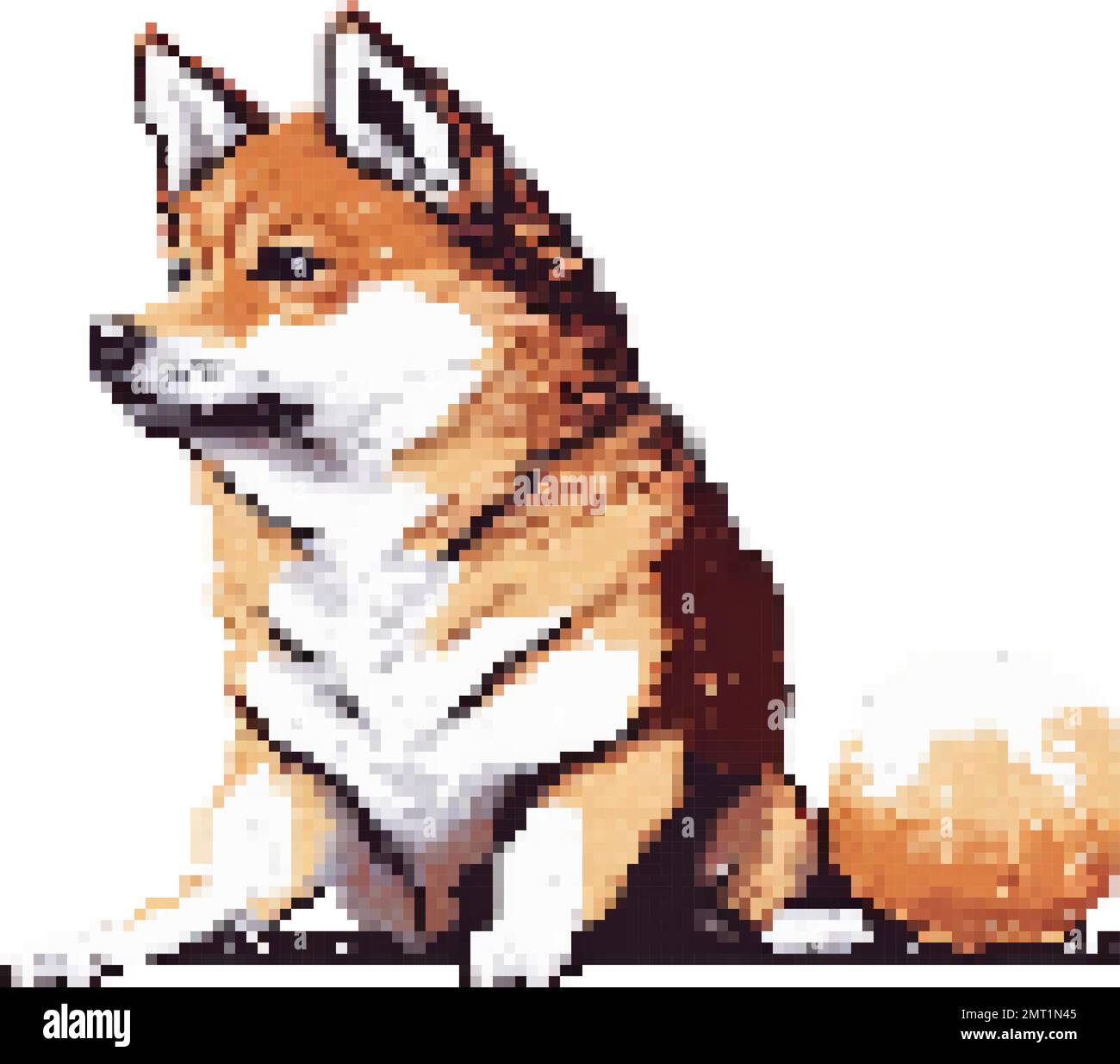 dog shiba inu genera un'illustrazione vettoriale pixel art Illustrazione Vettoriale