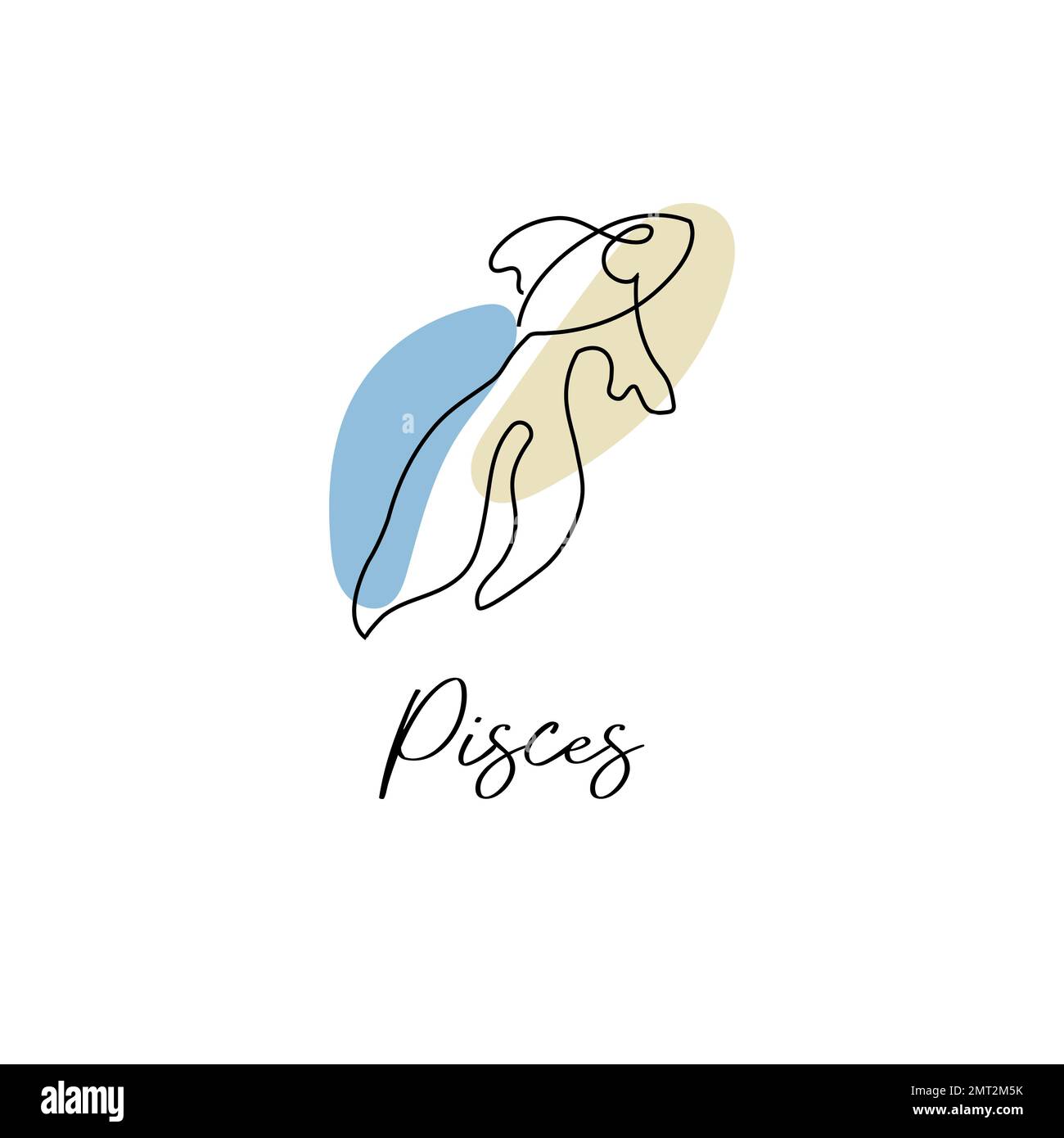 Astrologia oroscopo simbolo zodiaco Pesci segno in linea arte stile boho colore Illustrazione Vettoriale