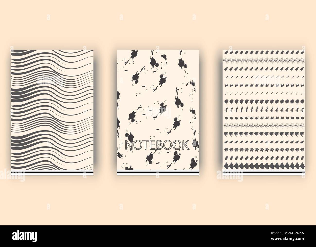 Set di tre copertine bianche per notebook di colore grigio Foto Stock