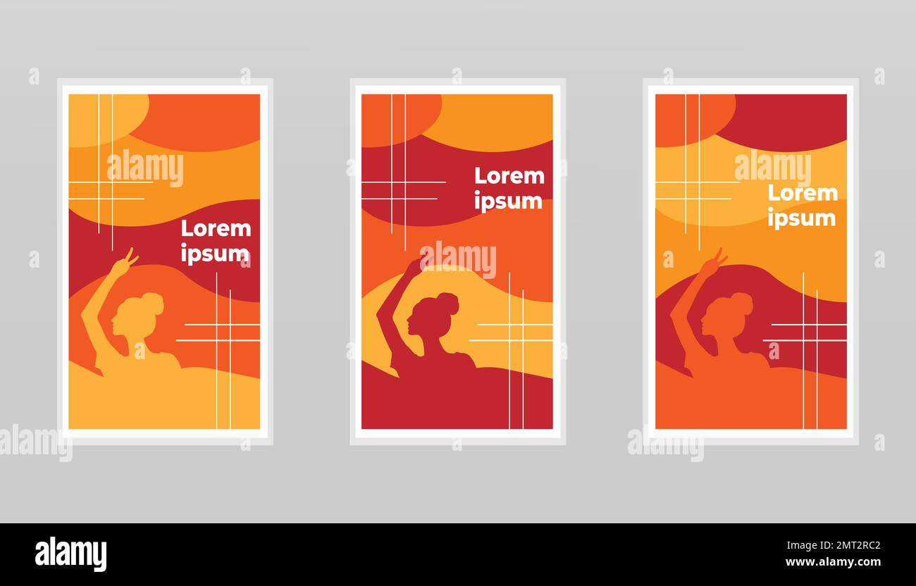 illustrazione di una serie di striscioni, set di segno di vittoria ragazza poster Foto Stock