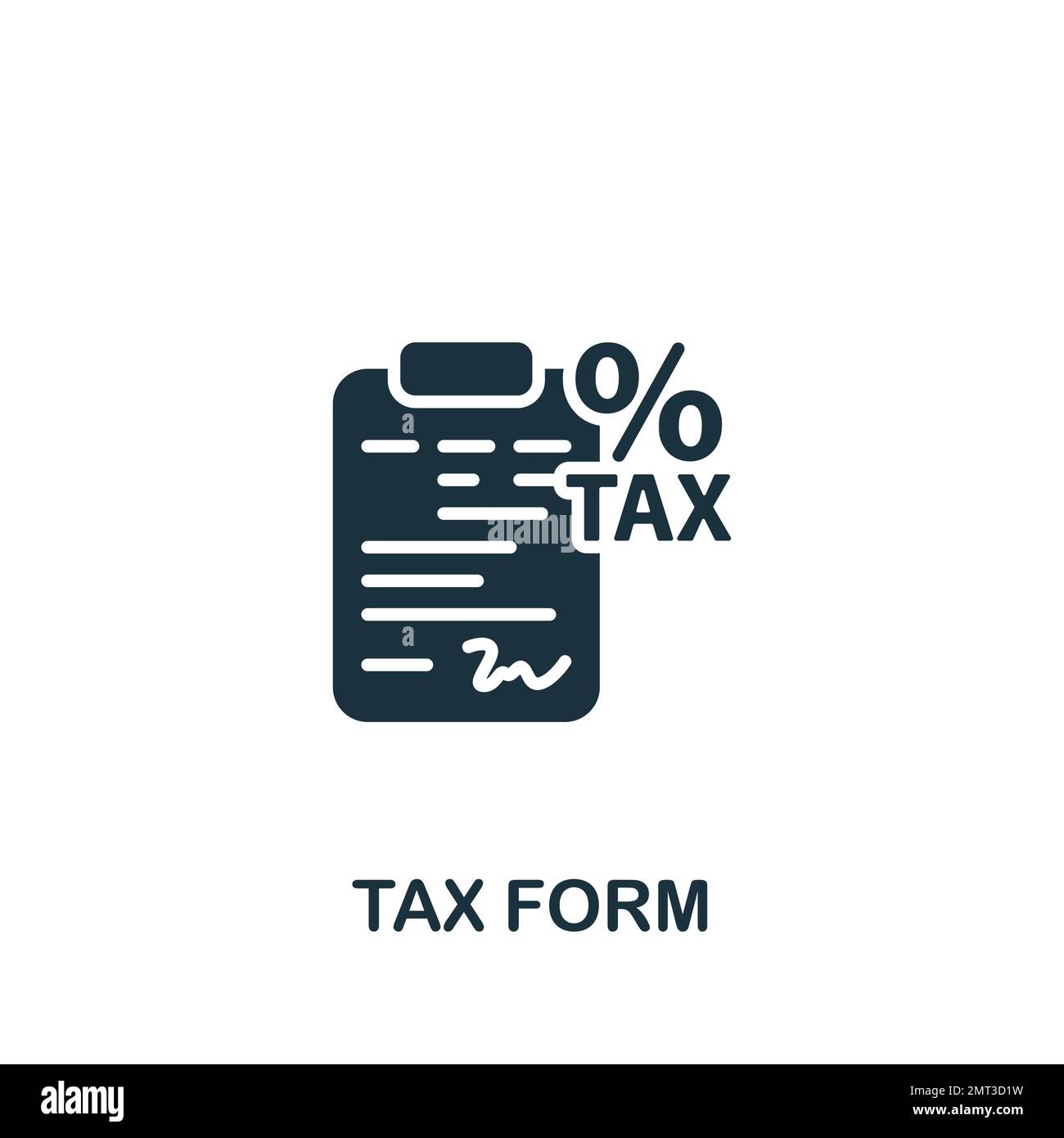 Icona modulo imposta. Semplice segnale monocromatico da una riscossione delle imposte comune. Icona del modulo fiscale per logo, modelli, web design e infografiche. Illustrazione Vettoriale