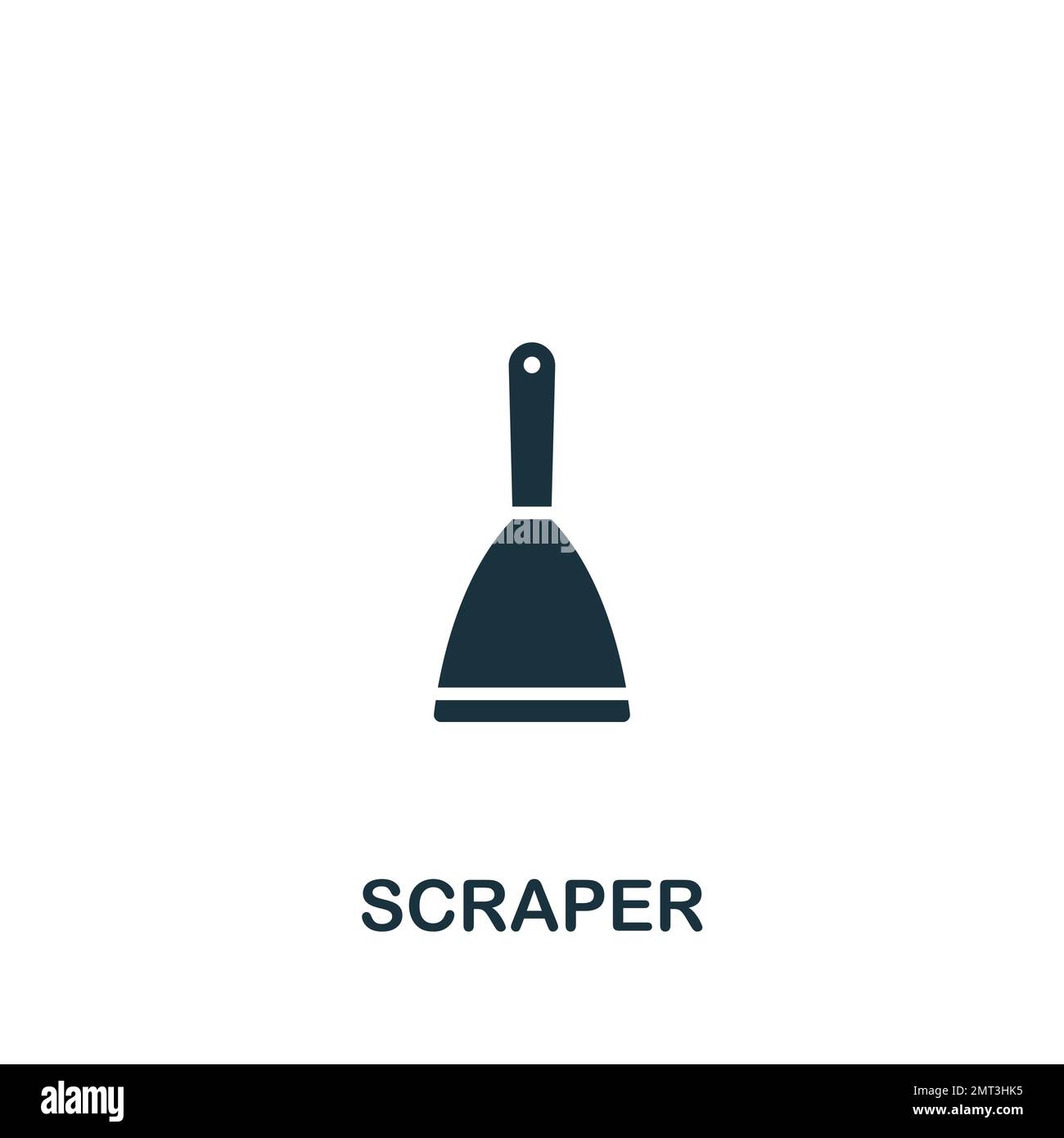 Icona raschiatore. Bianco e nero semplice segno dalla collezione di strumenti da costruzione. Icona raschiatore per logo, modelli, web design e infografiche. Illustrazione Vettoriale