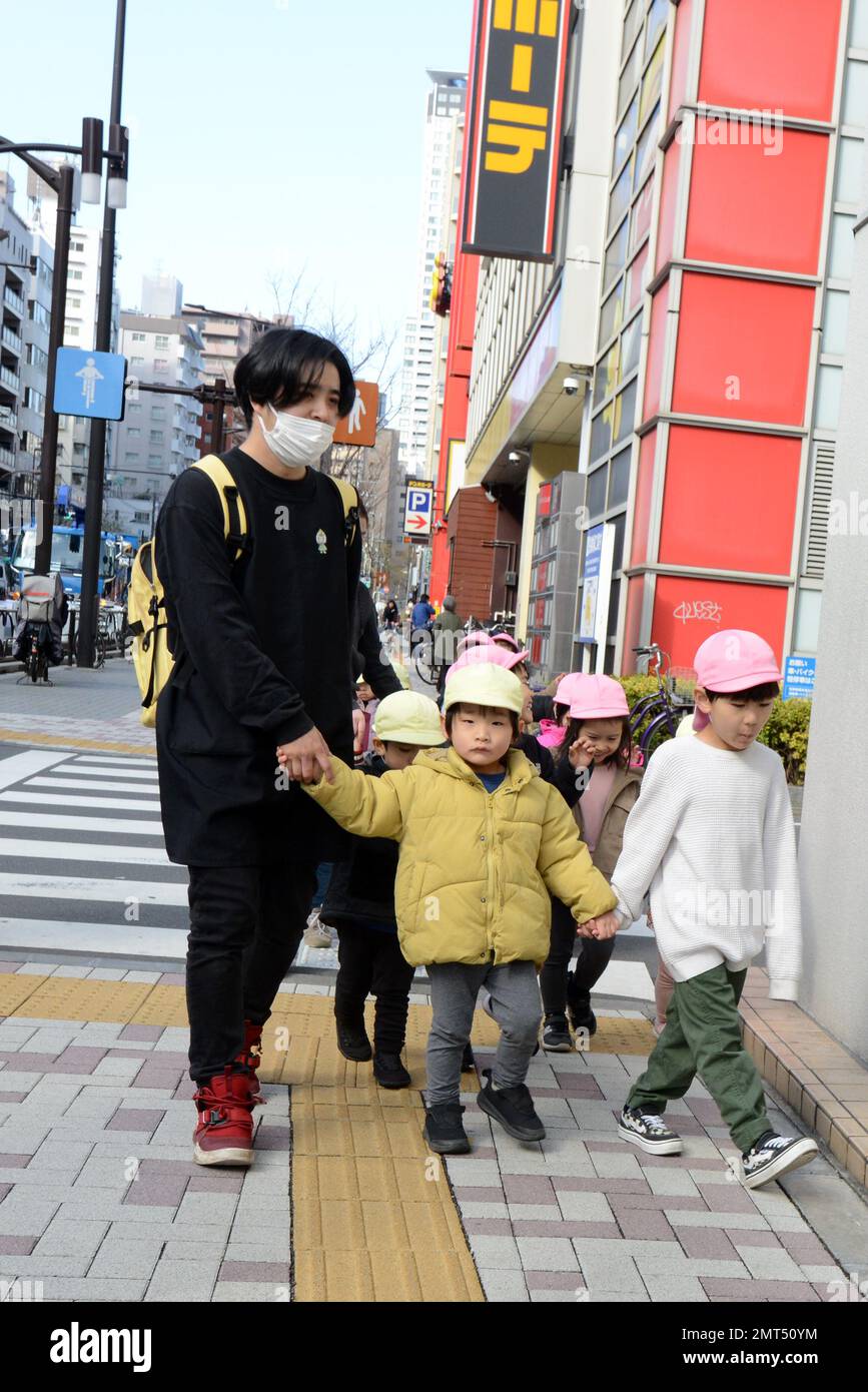 Bambini giapponesi a Tokyo, Giappone. Foto Stock