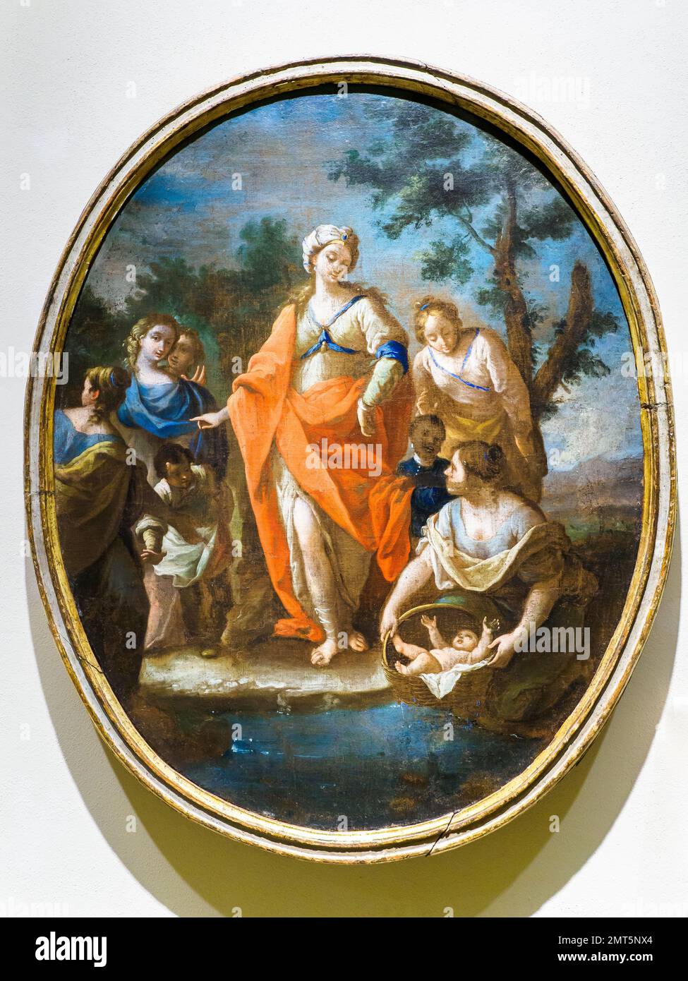 Il ritrovamento di Mosè di Costantino Carasi attrib., 18th° secolo - olio su tela - Galleria Regionale di Palazzo Bellomo, Ortigia - Siracusa, Sicilia, Italia Foto Stock