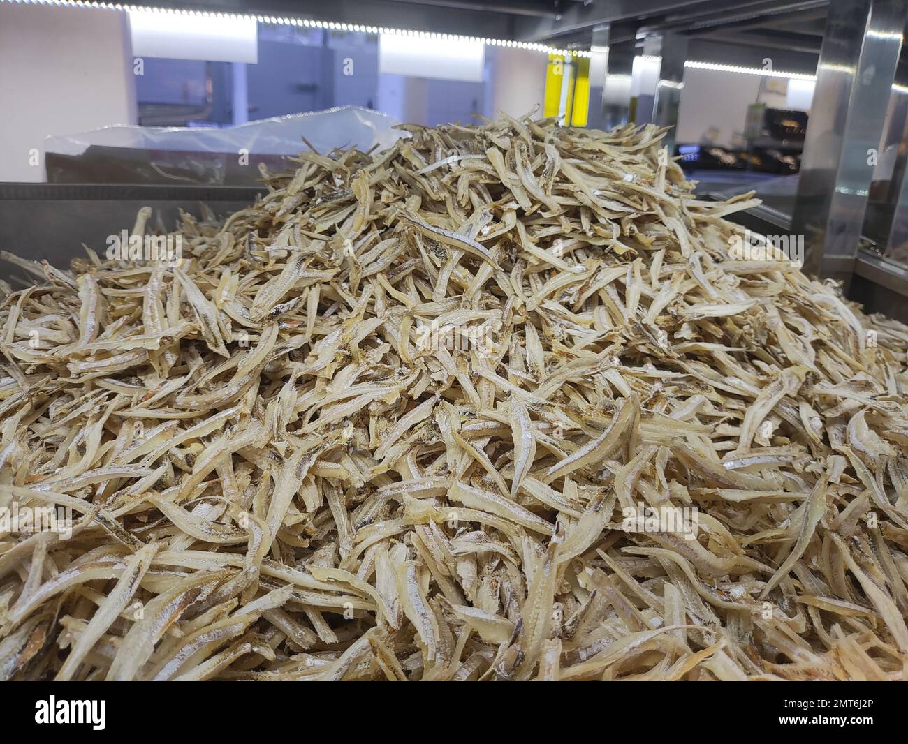 Immagine selettiva del fuoco delle acciughe al supermercato Foto Stock