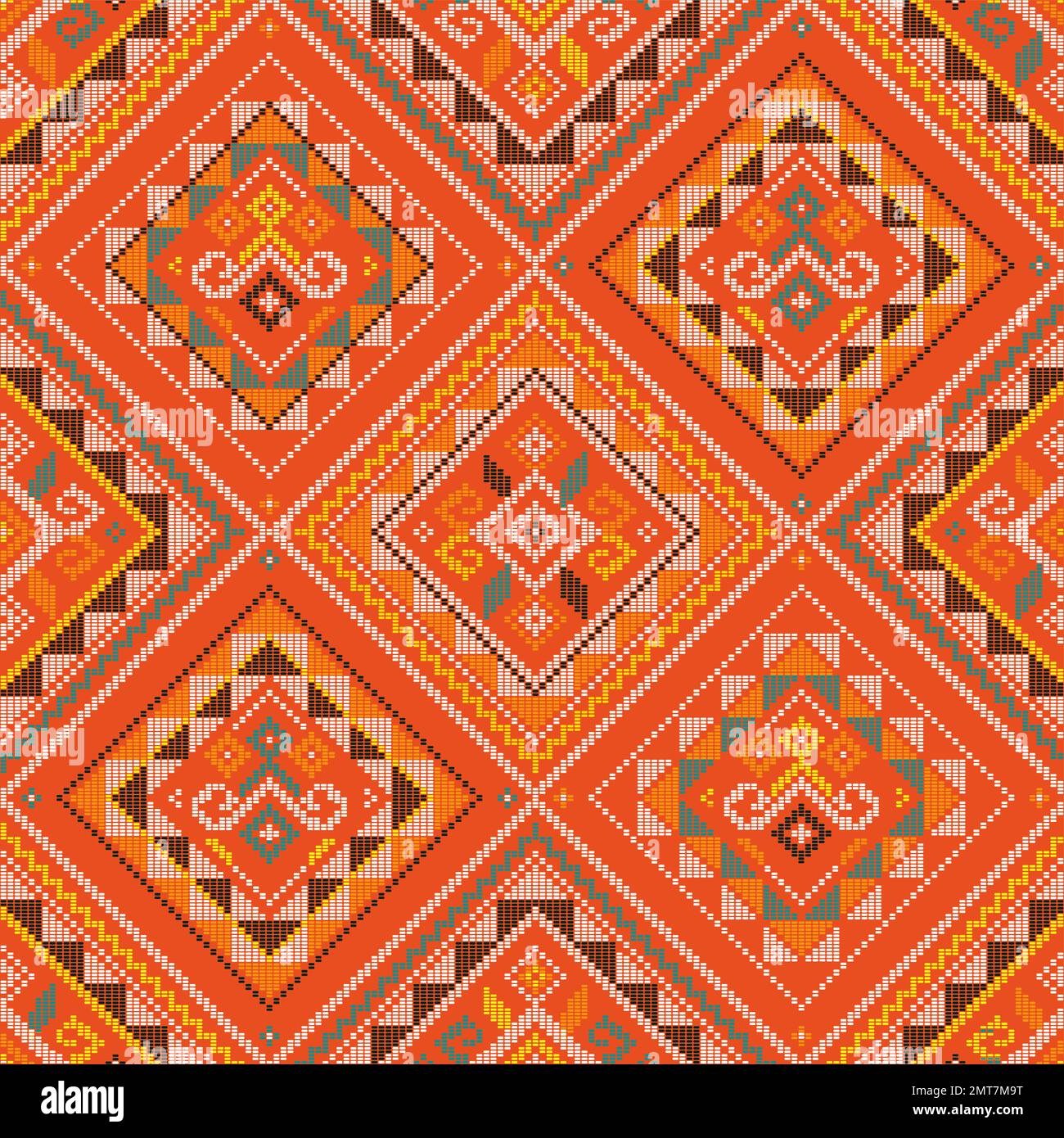 Filippino folk art tessuto Yakan ispirato vettore senza cuciture motivo, tessuto geometrico o stampa tessuto disegno Filippine Illustrazione Vettoriale