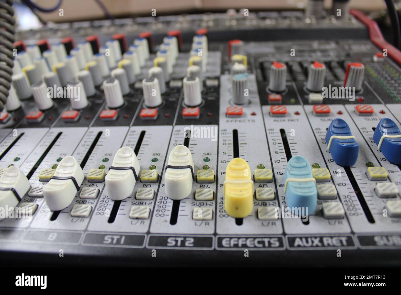 Scheda di controllo del suono musicale, in studio di registrazione Foto Stock