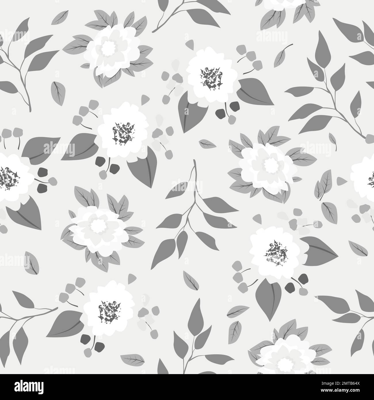 Floral seamless pattern con fiori di colore bianco Illustrazione Vettoriale