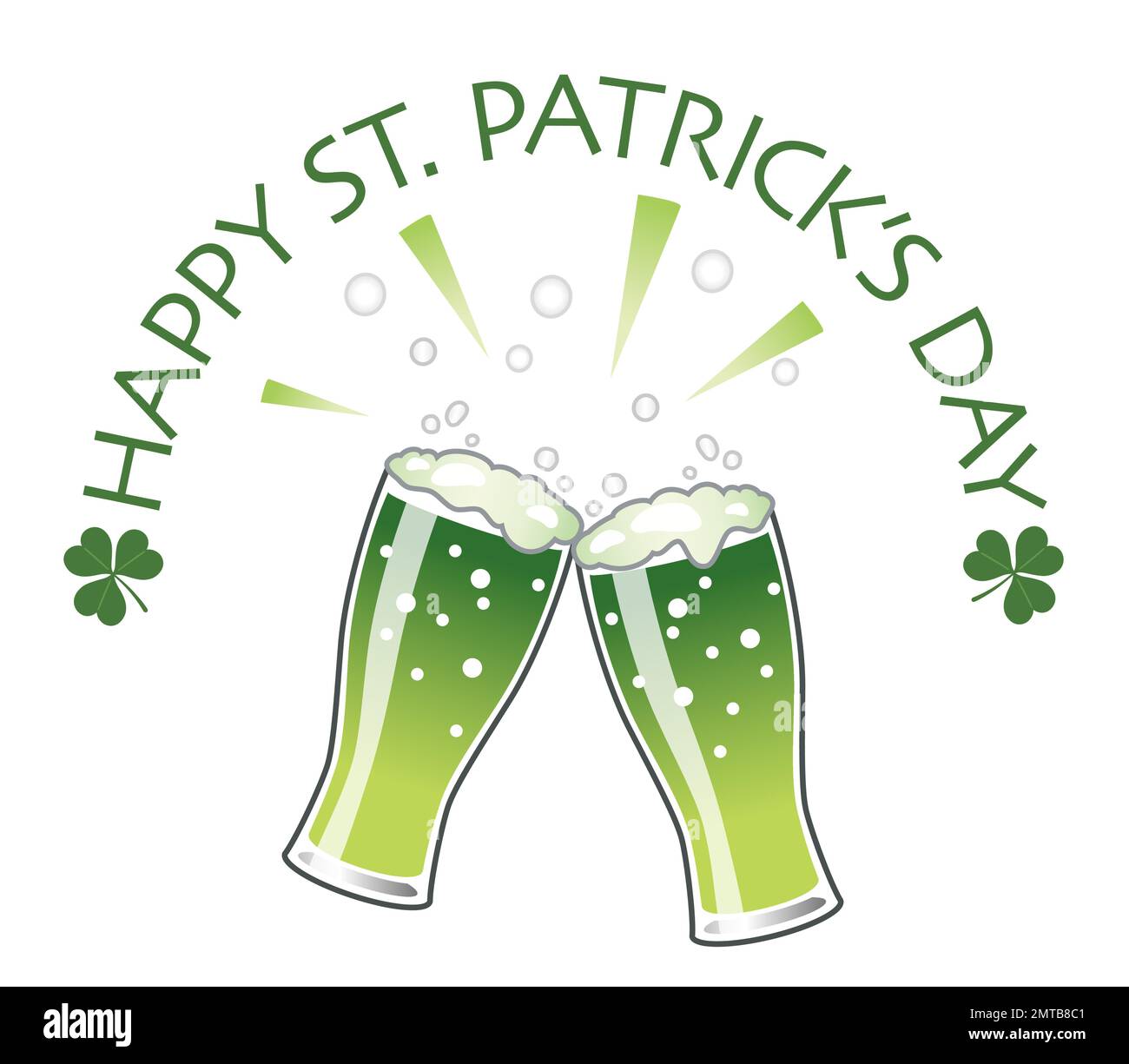 Vettore St. Patrick’s Day Green Beer Glasses Illustrazione isolata su uno sfondo bianco. Illustrazione Vettoriale