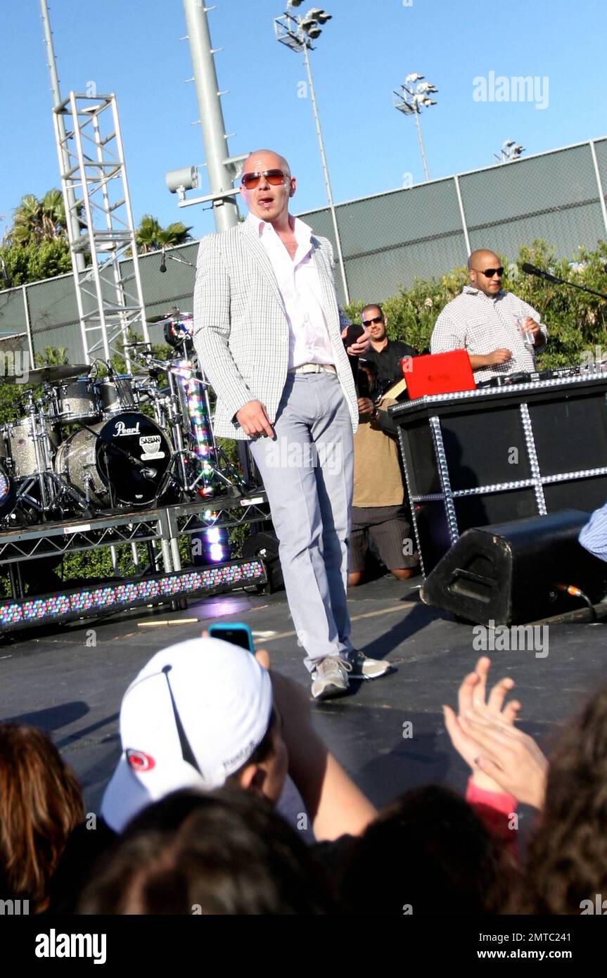 Pitbull suona al concerto di calcio della Coppa del mondo MTV Tr3s 'Rock N' Gol' presso l'Home Depot Center. Carson, California. 03/31/10. Foto Stock