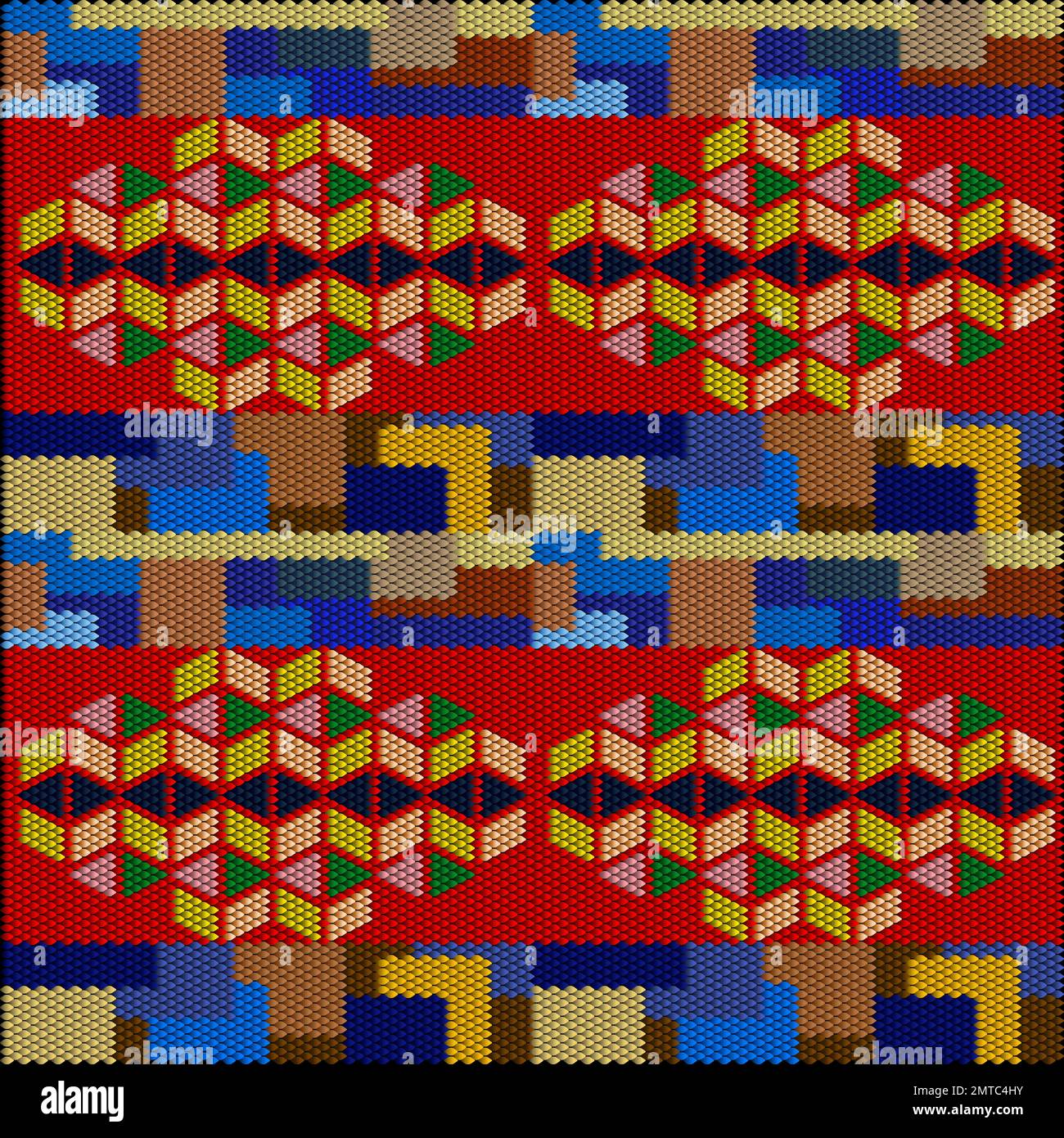Motivo luminoso, multicolore, ornamento per feste e carnevali. Ornamento, mosaico, etnico, modello popolare. Illustrazione Vettoriale