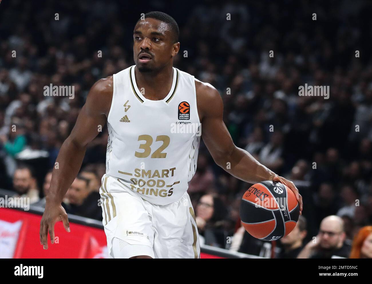 Belgrado, Serbia, 31 gennaio 2023. Retin Obasohan di LDLC ASVEL Villeurbanne in azione durante la partita dell'Eurolega di Turkish Airlines del 2022/2023 tra Partizan Mozzart Bet Belgrade e LDLC Asvel Villeurbanne - 2022/2023 Turkish Airlines Eurolega alla Stark Arena di Belgrado, Serbia. Gennaio 31, 2023. Credito: Nikola Krstic/Alamy Foto Stock