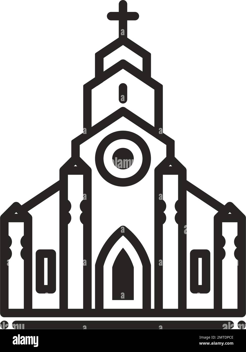 Modello del logo dell'illustrazione vettoriale dell'icona della Chiesa. Illustrazione Vettoriale