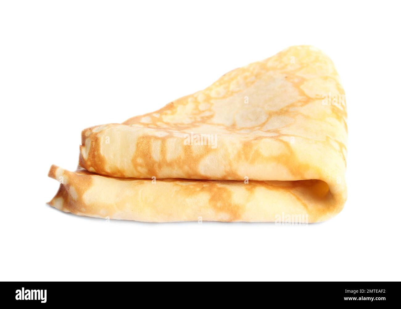 Frittella fresca e sottile piegata isolata su bianco Foto Stock