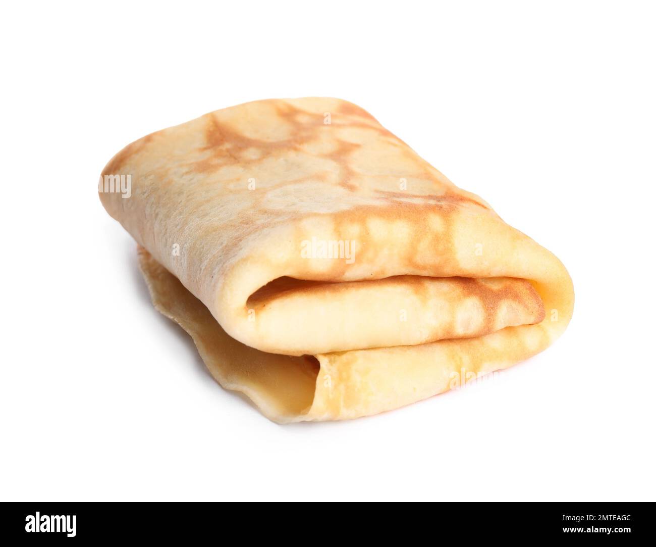 Frittella fresca e sottile piegata isolata su bianco Foto Stock