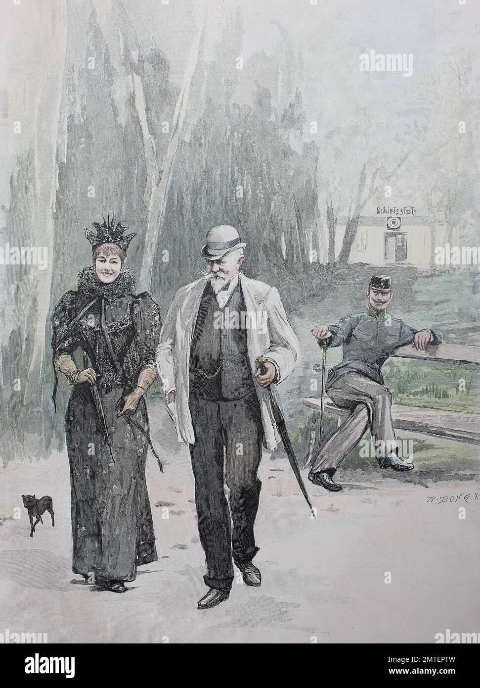 Poligono di tiro o il poligono di tiro a Marianske Lazne, Marienbad, una città termale nella Regione di Karlovy Vary della Repubblica ceca, illustrazione pubblicato nel 1880 Foto Stock