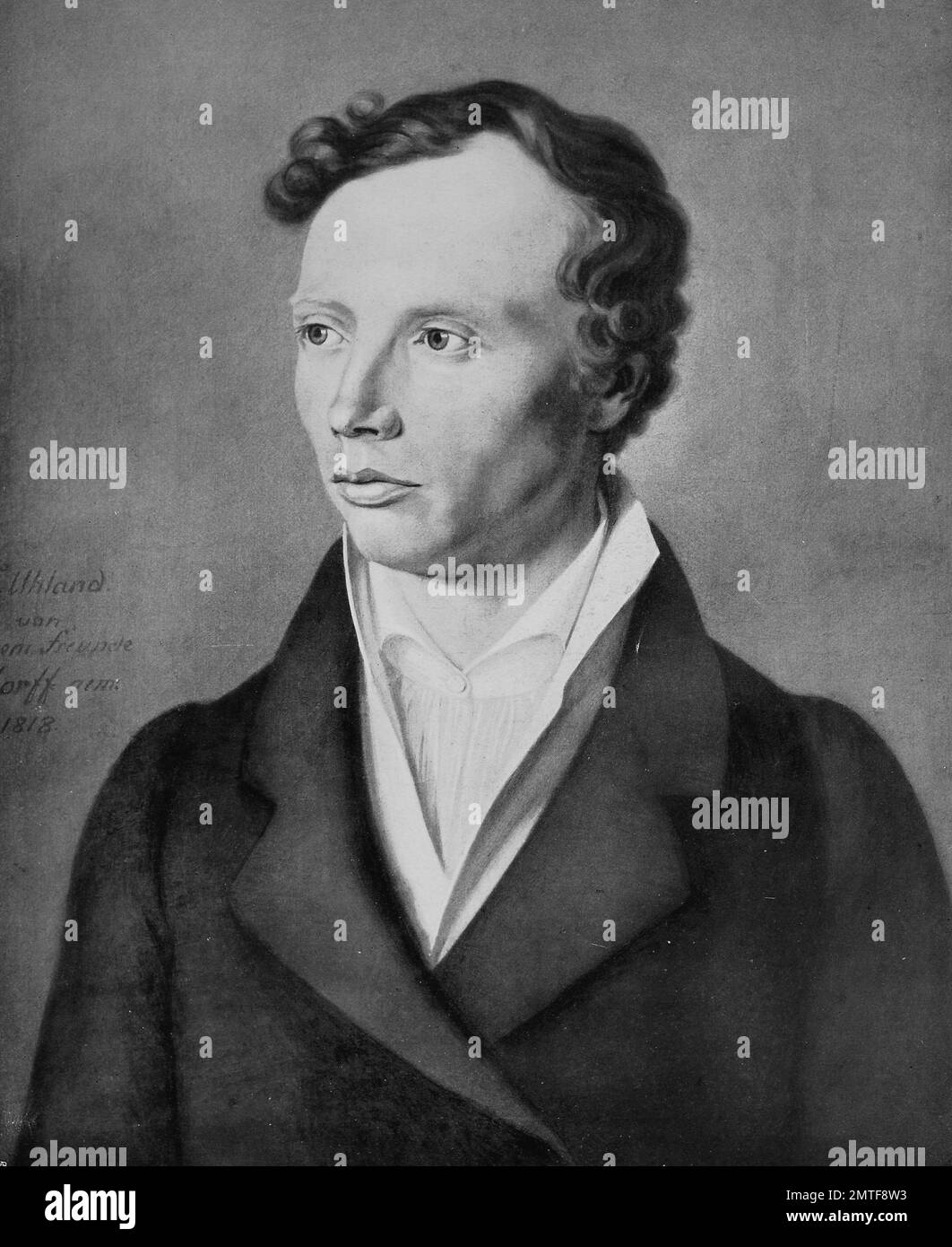 Johann Ludwig Uhland fu un poeta tedesco, filologo e storiografo letterario Foto Stock