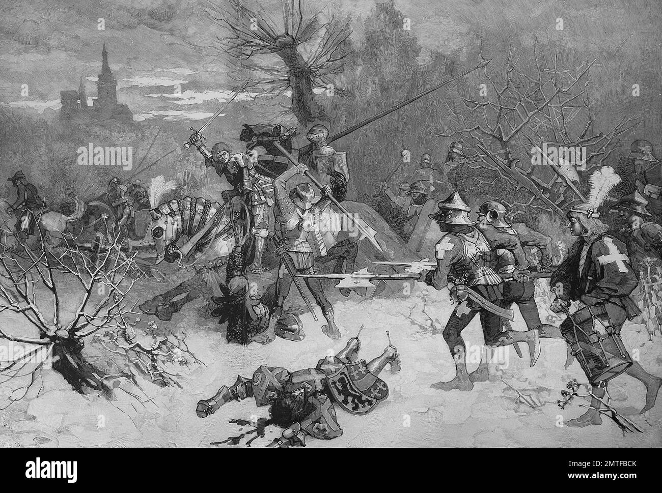 Carlo il Temerario (10 novembre 1433 - 5 gennaio 1477), morto nella battaglia di Nancy, che è stata la fase finale e decisiva battaglia della Borgogna, guerre combattute al di fuori delle mura di Nancy Foto Stock