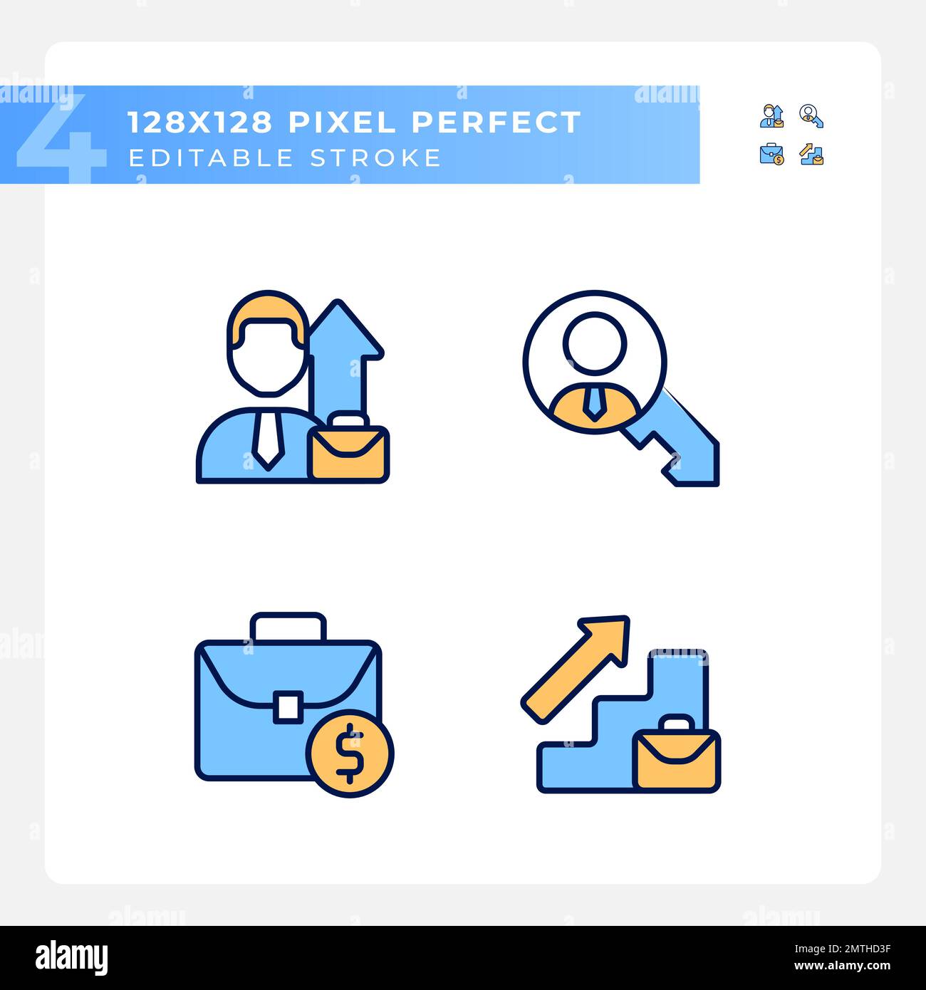 Opportunità di carriera pixel Perfect RGB icone di colore set Illustrazione Vettoriale