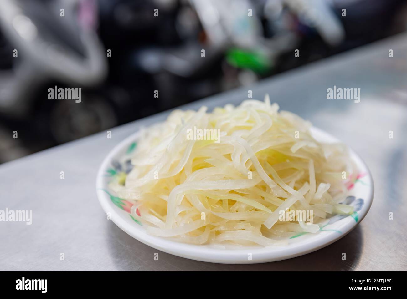 Primo piano di insalata di patate a Taipei, Taiwan Foto Stock
