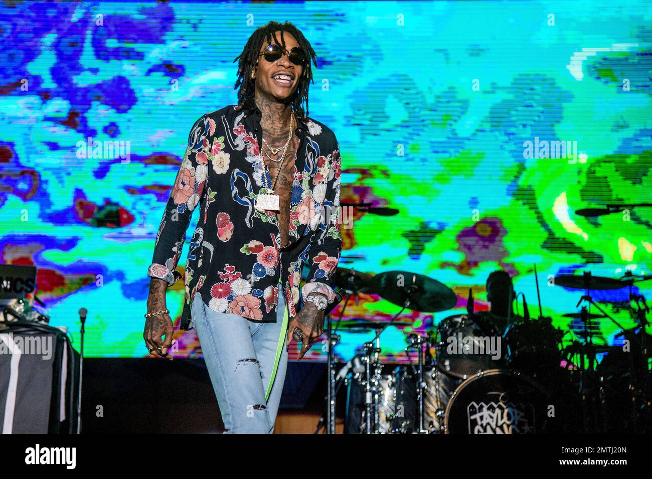 Wiz Khalifa performs at the Bunbury Music Festival on Friday, June 2, 2017, in Cincinnati. (Photo by Amy Harris/Invision/AP) Foto Stock