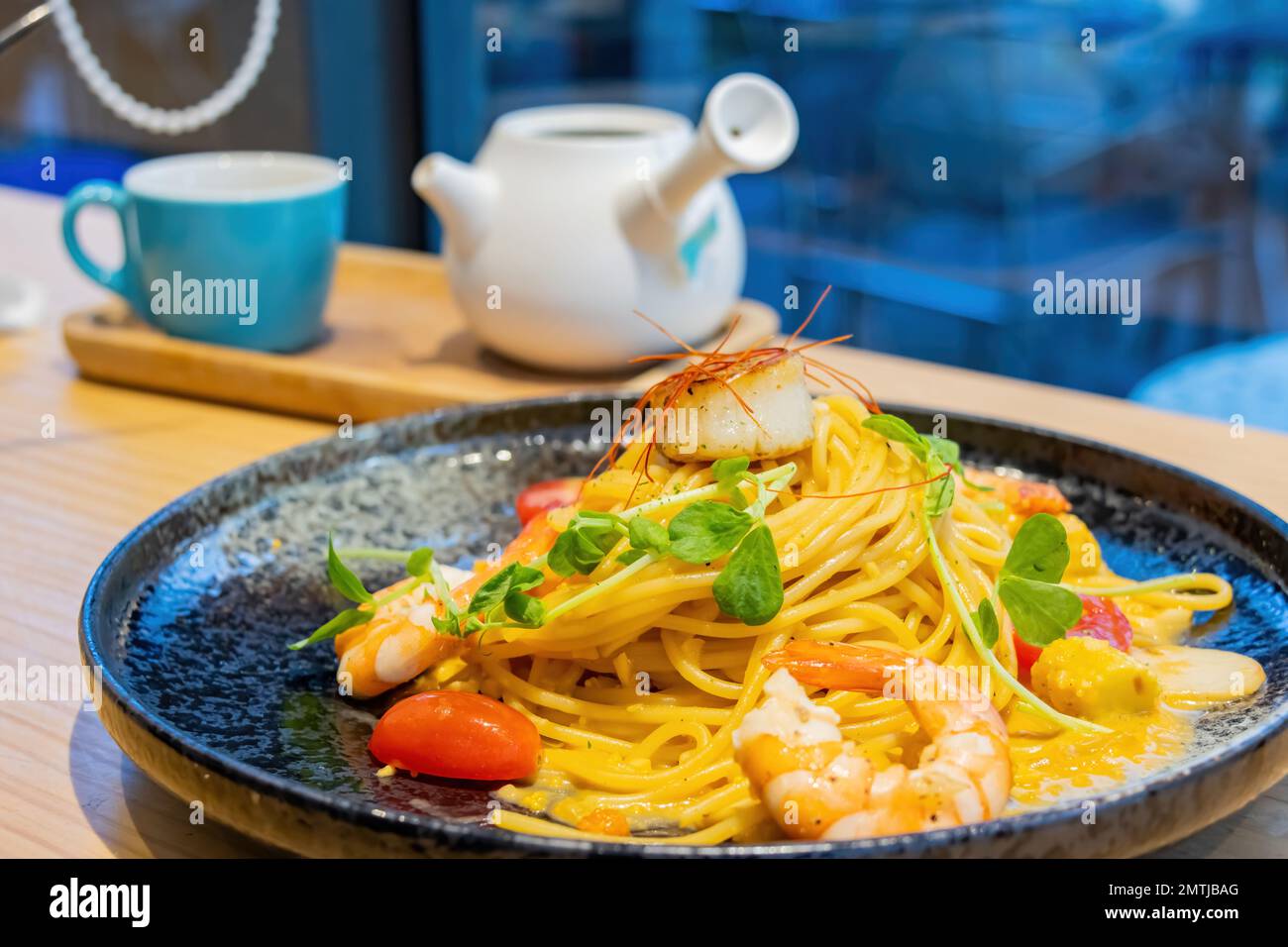 Primo piano di pasta di pesce a Taipei, Taiwan Foto Stock
