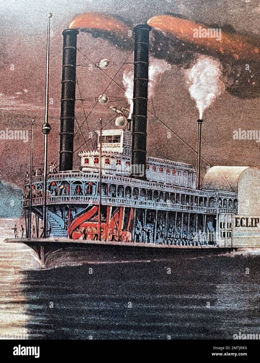 BATTELLO A VAPORE SUL FIUME MISSISSIPPI CIRCA 1850 KM Foto Stock