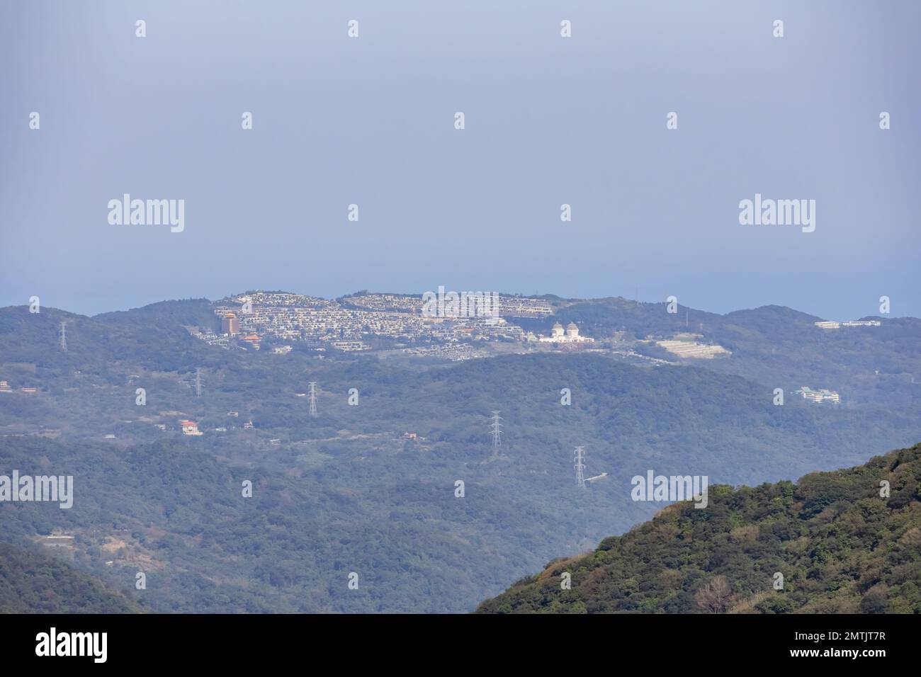 Vista aerea del paesaggio del Parco Nazionale di Yangmingshan a Taipei, Taiwan Foto Stock